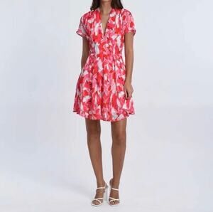 Molly Bracken Louise Dress Pink Floral Short Sleeve Size XS